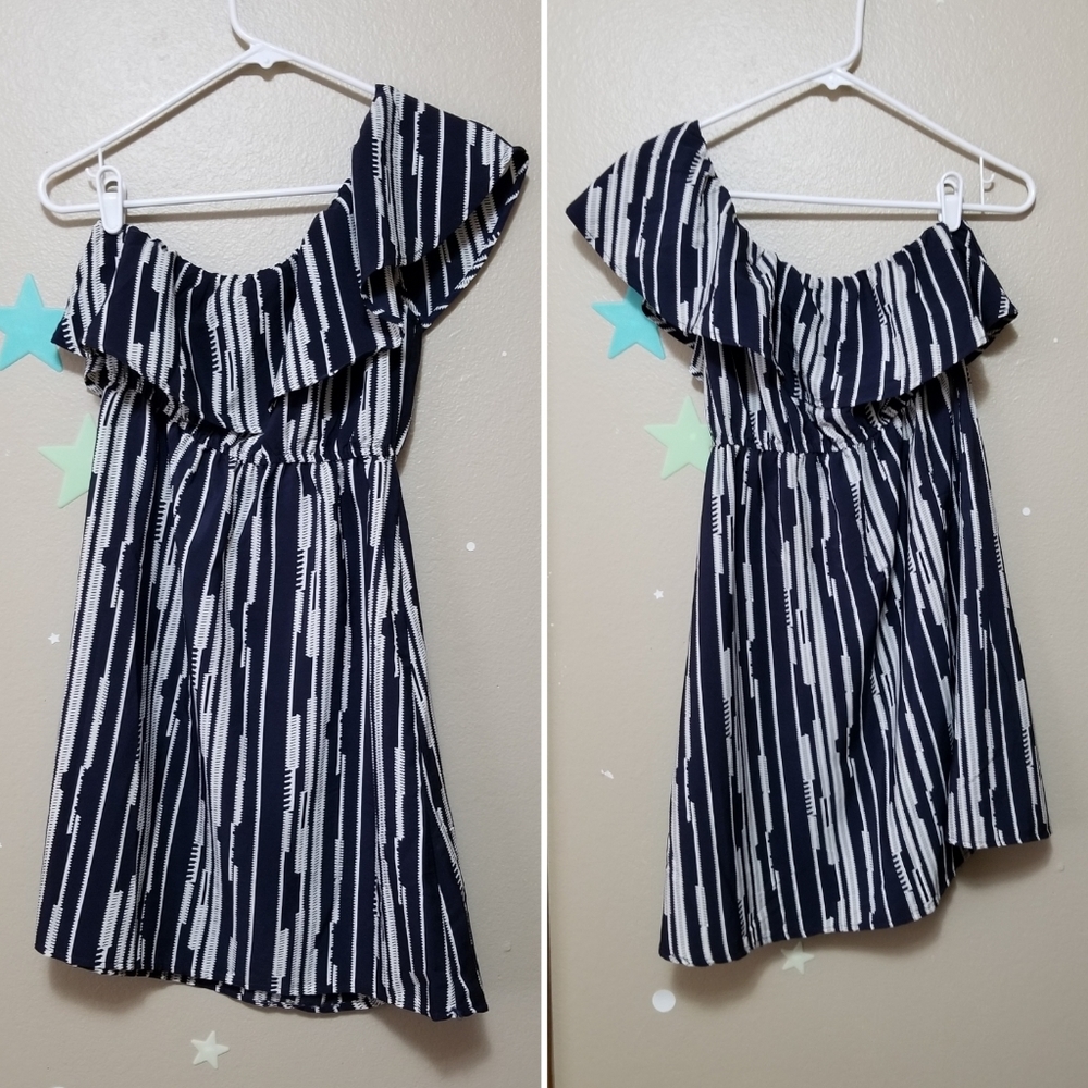 One Shoulder Striped Dress